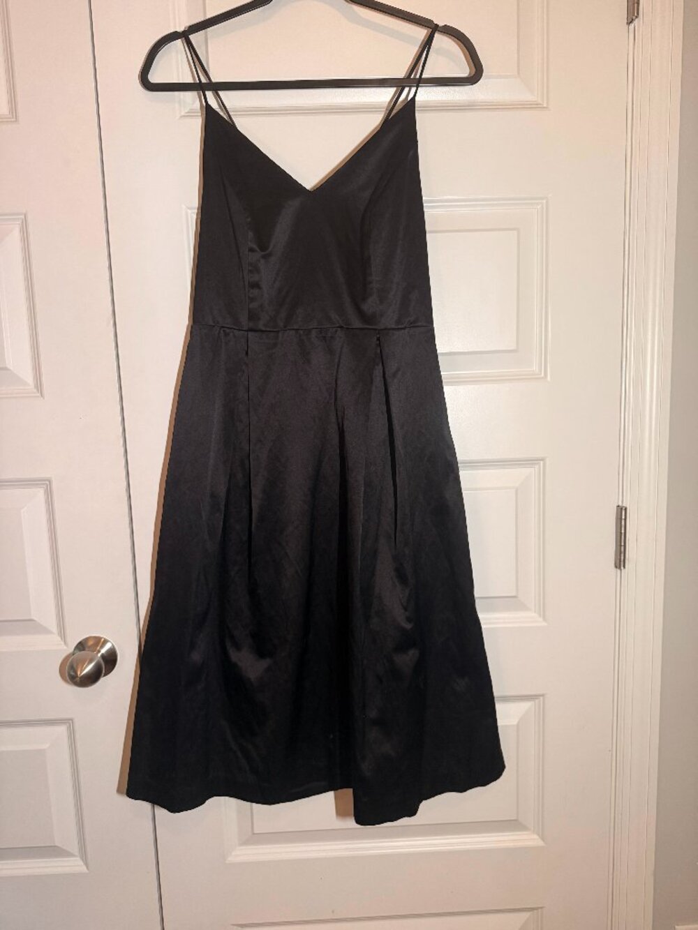 PARIS SUNDAY Black Sateen Midi Dress | Spaghetti Strap | Size M